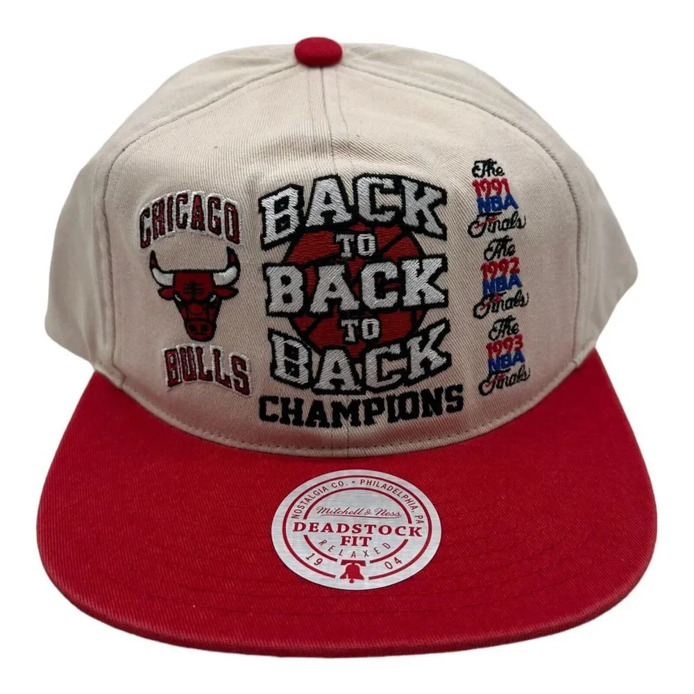 Mitchell & Ness‎ Chicago Bulls Back To Back 3 Champs Deadstock Snapback Hat NEW